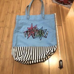 Henri Bendel Logo Stripe Canvas Bag